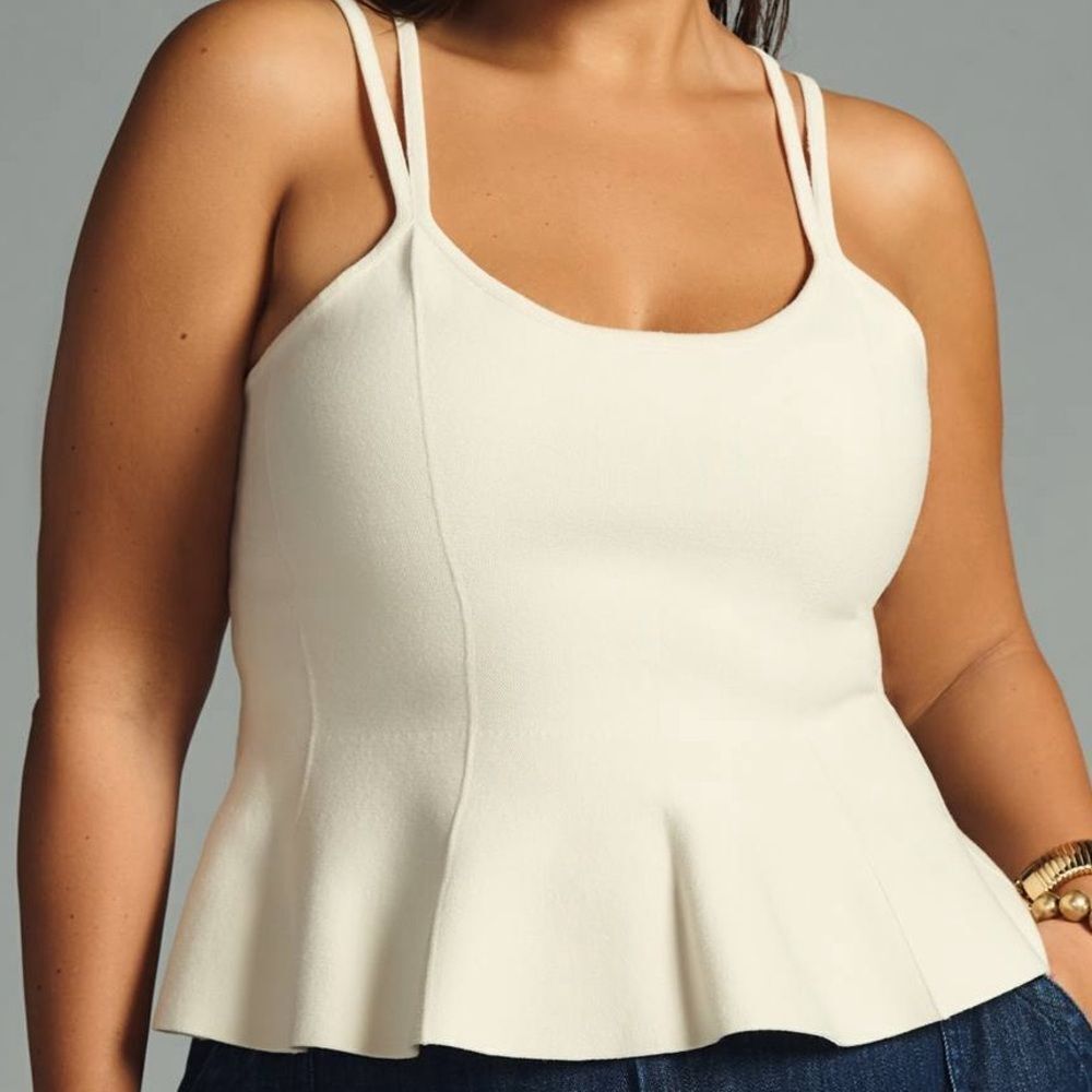 NWT! Anthropologie Maeve Ivory Strappy Bustier Peplum Tank XL